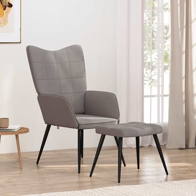vidaXL - Relaxstoel - met - voetenbank - stof - taupe