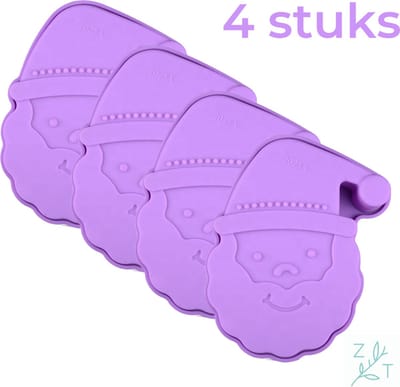 ZijTak - Kerstman - 4 STUKS - Bakvorm - Cupcake - Kerst - Christmas - Taart - Cake - Gebak - Silicone - Paars