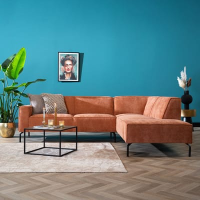 Bronx71® Hoekbank Kansas stof gemêleerd terracotta rechts