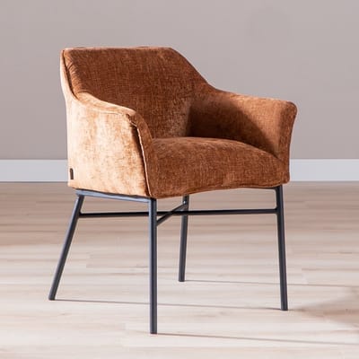 Bronx71® Eetkamerstoel Nubo chenille koper - stoel