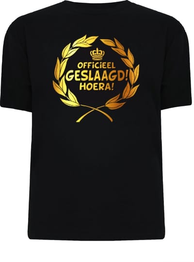 Gouden Krans T-Shirt - Officieel Geslaagd Hoera (maat xl)
