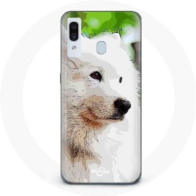 Coque - Samsung - Galaxy A20 - Souple - Chien Samoyède - Blanc blanc