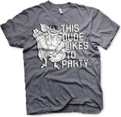 Gremlins Heren Tshirt -S- This Dude Likes To Party Grijs