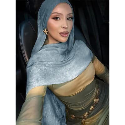 Hijab de Ramadan pour Femmes Châle Bohème à Imprimé Floral Aquarelle Doux Hijabs Musulmans Foulard Léger à Nouer Foulard de Tête Été Plage gray
