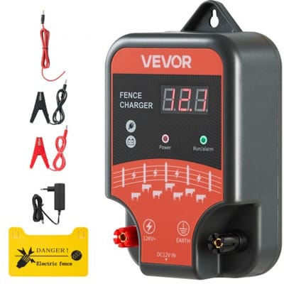 VEVOR Elektrische Omheiningsapparaat, 12 Kv 3 J, AC/Dc Elektrische Omheiningsapparaat met Led-Display, Bereik van 3 Km, KrAChtige Stekkerlader, voor Het Beschermen van Vee En Pluimvee Tegen Wilde Dieren