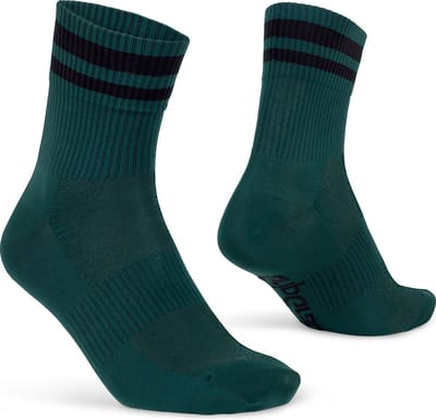GripGrab - Original Stripes Crew Zomer Fietssokken Gestreepte Retro Wielersport Sokken Coolmax - Unisex - Groen - Maat S (38-41)