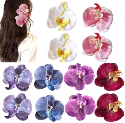 Dailygoody - 12 stuks bloemenhaarspelden - Boho haaraccessoires - Perfect voor strandfeest - Kunstmatige bloemen - Haarclips voor lente en fotoshoots