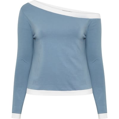 Limited Collection Blauwe Contrasterende Top Met Blote Schouders Size 40