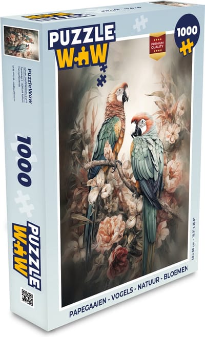 Puzzel Papegaaien - Vogels - Natuur - Bloemen - Legpuzzel - Puzzel 1000 stukjes volwassenen