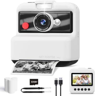 Kinder Camera - Direct Print Camera - Herinneringen Vastleggen - 48MP UHD Video - 3 Inch Scherm - Wit