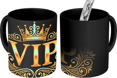 Magische Mok - Foto op Warmte Mokken - Koffiemok - VIP - Kroon - Goud - Magic Mok - Beker - 350 ML - Theemok