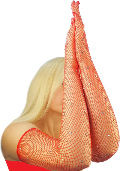 BamBella® Sexy Erotische Handschoenen Kant met steentjes Rood onesize