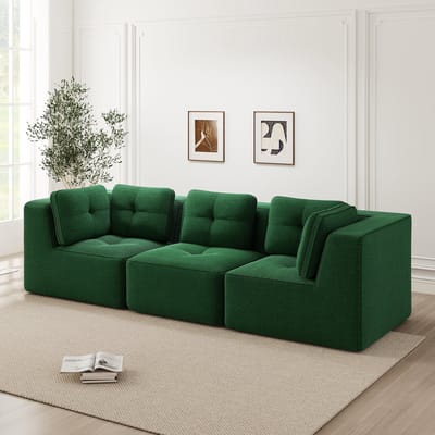 Wishdor - Modulaire Hoekbank - Diepe Zitting En Frameloos Ontwerp - Modern - Voor Woonkamer - Corduroy - Groen