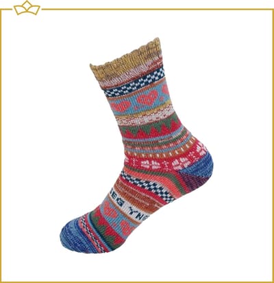 ATTREZZO® Wollen Sokken - Huissokken - Noorse Sokken - Wintersokken - maat 35/38 - Geel - Multicolor