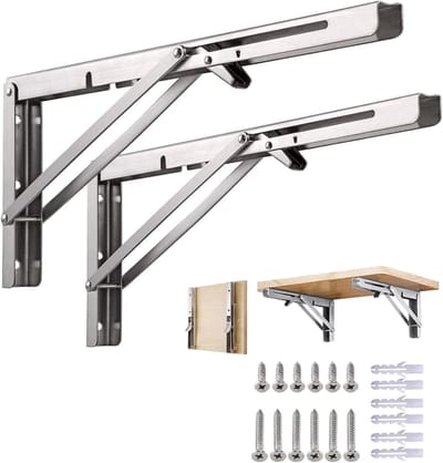 Professionele Vouwconsoles van RVS - 2 Stuks, Ruimtebesparende Wandplank, Ideaal voor Banken en Meubels, Stevige Driehoeksteunen voor Thuisgebruik