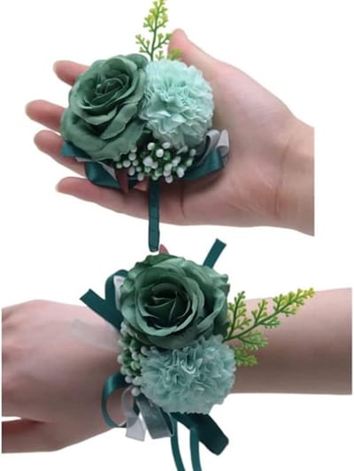 Bloem Corsage Set - Pols Bloem - Feestelijke Decoratie - Handgemaakt Ontwerp - 10 x 15 cm - Roze