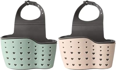 Famanu – Hangende spoelbakorganizer set van 2 - afvoerrek en mand voor sponsen - zeep en borstels - houdt aanrecht netjes en laat accessoires snel drogen
