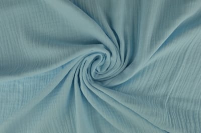 10 meter mousseline stof op rol - Aqua blauw - 135cm breed - Double gauze op rol