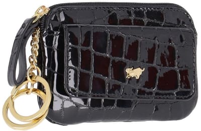 Braun Buffel Verona Portemonnee Dames & Heren - Ritsportemonnee - Leer - Zwart Croco