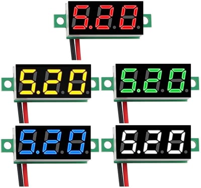 Digitale Voltmeter - Spanningstester Module - Accu Controleren - Twee-draads Aansluiting - 5 Stuks - Multicolor