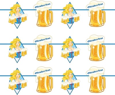 3x Oktoberfest/bierfeest slingers met blonde dame 10 meter - Feestartikelen versiering