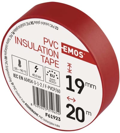 EMOS PVC Insulation tape - Isolatietape - 19mm x 20m - Rood
