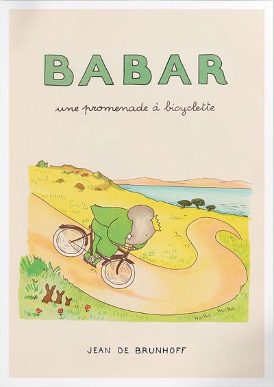 Babar Une Promenade A Bicyclette (Babar de Olifant) | Poster | A3: 30 x 40 cm