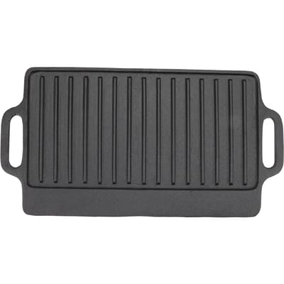Grillplaat Huishoudelijke Gietijzeren Teppanyaki Plaat Verdikte Rechthoekige Dubbelzijdige Barbecue 40x20CM gray