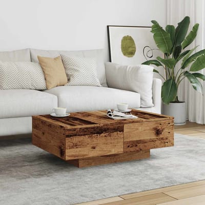 vidaXL - Salontafel - 90x60x31 - cm - bewerkt - hout - oud - houtkleurig