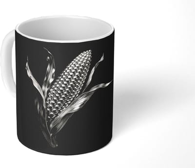 Mok - Koffiemok - Maïskolf - Glanzend metaal - Elegant - Mokken - 350 ML - Beker - Koffiemokken - Theemok