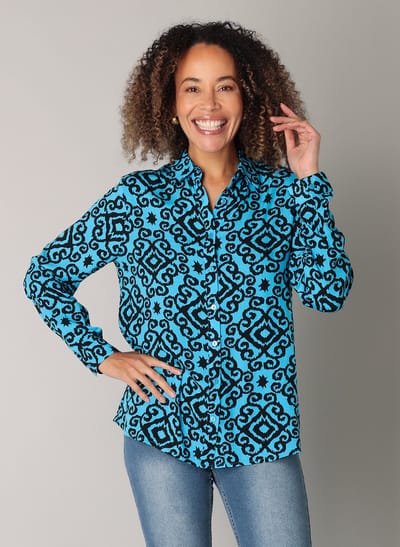 ES&SY Saida Tops - Bright Blue/Multi-Co - maat 46