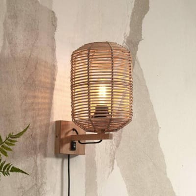 GOOD&MOJO Wandlamp Tanami - Rotan - Ø18cm - Binnen Modern