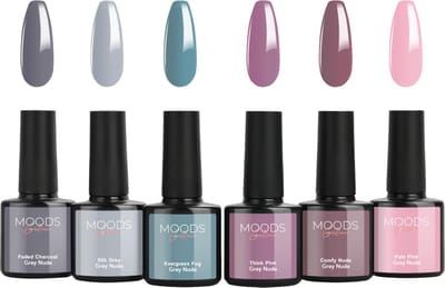 Moods Gellac 6-delige Set - Gel Nagellak - 8ML - Grey Nude Edition - Gellac - Nagels - Gellak Starterspakket - Nude Kleuren - HEMA- & TPO-vrij