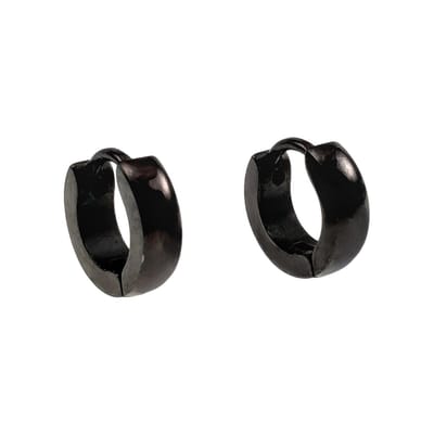 ∅10mm x 3mm Oorbellen Unisex Zwarte PVD-Coating RVS - Oorringen Dames - Heren