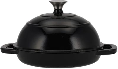 SILVERCREST Gietijzeren broodpan rond zwart - 1.6 L - geëmailleerd - Kan in de oven tot 240 °C - Werkt op alle kookplaten
