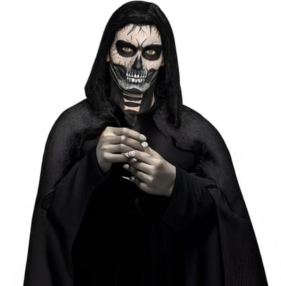 Boland Verkleed set Doodskop - schmink en cape - Carnaval/Halloween - griezelfeest
