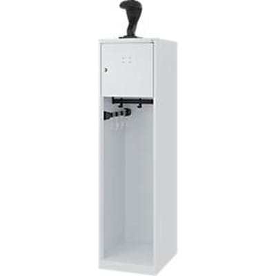 Brandweerkluis C+P Evolo Youngster, 1 vak, met helmhouder, vloerglijders, B 400 x D 500 x H 1530 mm, RAL 7035 lichtgrijs