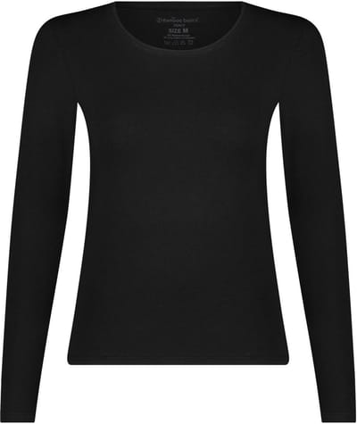 Comfortabel & Zijdezacht Bamboo Basics Merino-Bamboe T-shirt lange mouw Tracy - Zwart - M