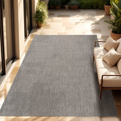 Paco Home In-& Outdoor Balkon Terras Keukenvloerkleed Eenkleurig Gemêleerd Patroon 120x160 cm