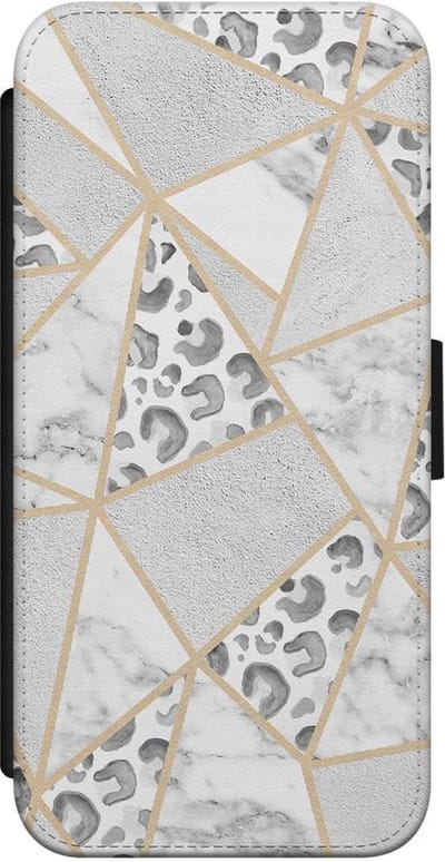 Casimoda® bookcase - Geschikt voor iPhone 8 - Hoesje met pasjeshouder - Stone & Leopard - Bruin/beige - Kunstleer