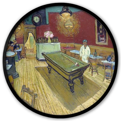 Poster in lijst Rond - Fotolijst 40x40 cm - Posters - Het Nachtcafé - Vincent van Gogh - Ronde posterlijst zwart - Decoratie - Wanddecoratie woonkamer - Muurdecoratie slaapkamer
