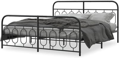 Stalen bedframe - Metalen bed - Slaapkamer inrichten - Hoofd- en voeteneinde - 183 x 213 cm - Zwart