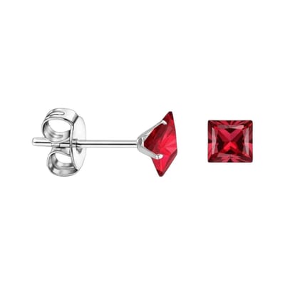 Aramat Jewels | Oorbellen | Oorbellen – 5mm Vierkante Zirkonia Rood op RVS Zilverkleur | | | |5mm | Staal | Kinderen, Volwassenen | Verkleurd niet