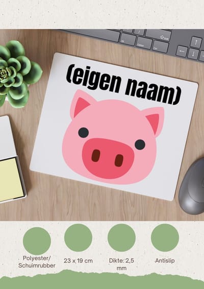 Akyol - varkenskop met eigen naam Muismat - Varken - boeren/varken liefhebbers - iemand die houdt van varkens - verjaardag - cadeau - kado - geschenk - 23 bij 19 cm