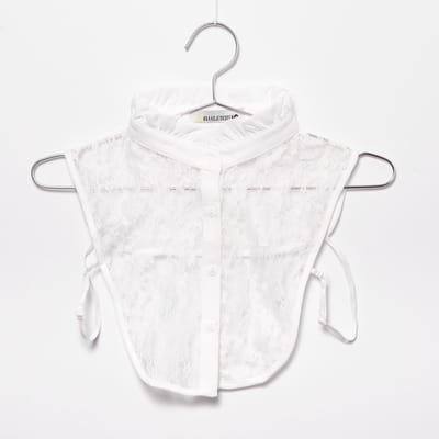 Kraagjeskopen.nl® - Los Kraagje Wit Kant - Ruches Blouse Kraagje voor Dames