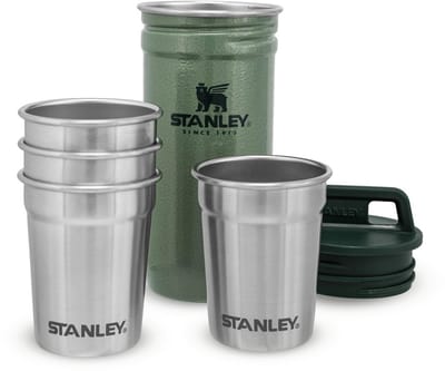 Stanley Adventure Nesting Shot Glass Set 0.59ml - BPA Vrije Shotglazen - Roestvrijstalen Borrelglazen - Makkelijk Opstapelen En Opbergen - Vaatwasserbestendig - Hammertone Green