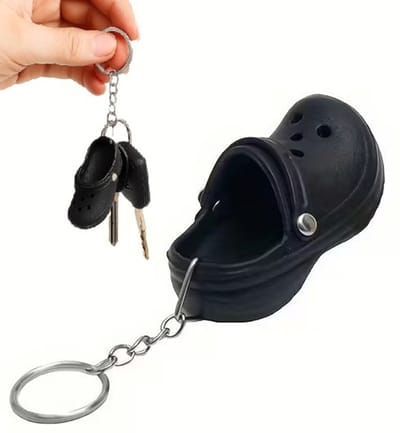 Schattige Mini Klomp Sleutelhanger – Zwarte Siliconen Clog Keychain – Speels Damesaccessoire voor Sleutels, Tas of Auto