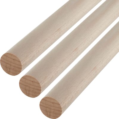 3 stuks SOTECH beuken ronde stokken glad Ø30 x 500 mm ronde houten stokken voor knutselen of als kapstok