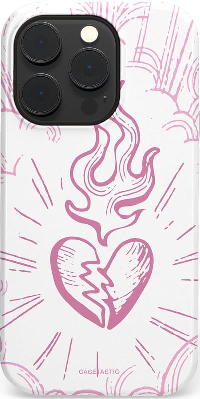 Casetastic Hoesje Geschikt voor Apple iPhone 14 Pro Magsafe - Stijlvolle Beschermende Duo-layer Case - Roze Liefdesvlam