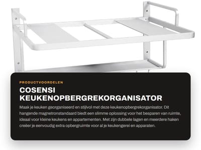 Dailygoods- Magnetronstandaard Dubbellaags - Keukenrek Hangend - Ruimtebesparend Ontwerp - Corrosiebestendig - Beschermende Reiling - Duurzaam Ruimtealuminium